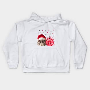 Brown cat in Santa hat  happy new year , brafdesign Kids Hoodie